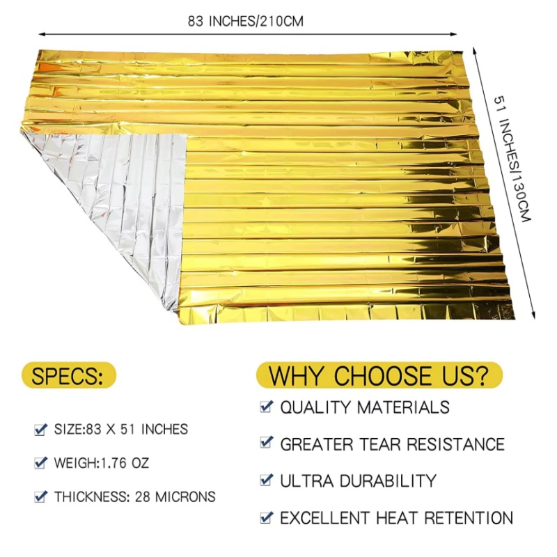 130x210cm Heavy‑Duty Mylar Foi - Survival Blanket Reflective review and price