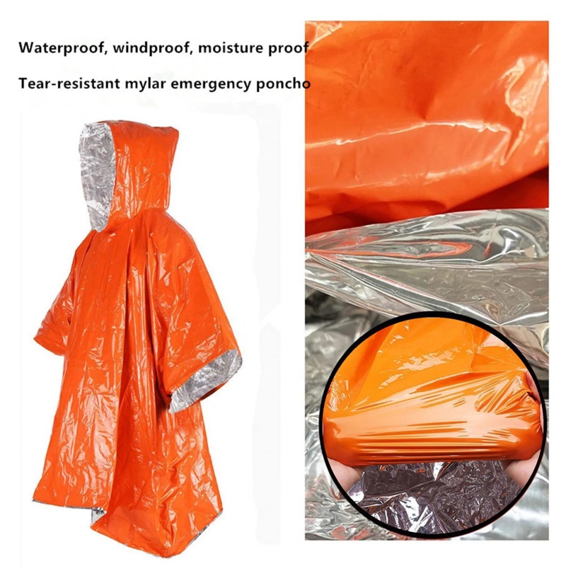Portable Emergency Poncho 4‑Pi - Survival Blanket Reflective review and price